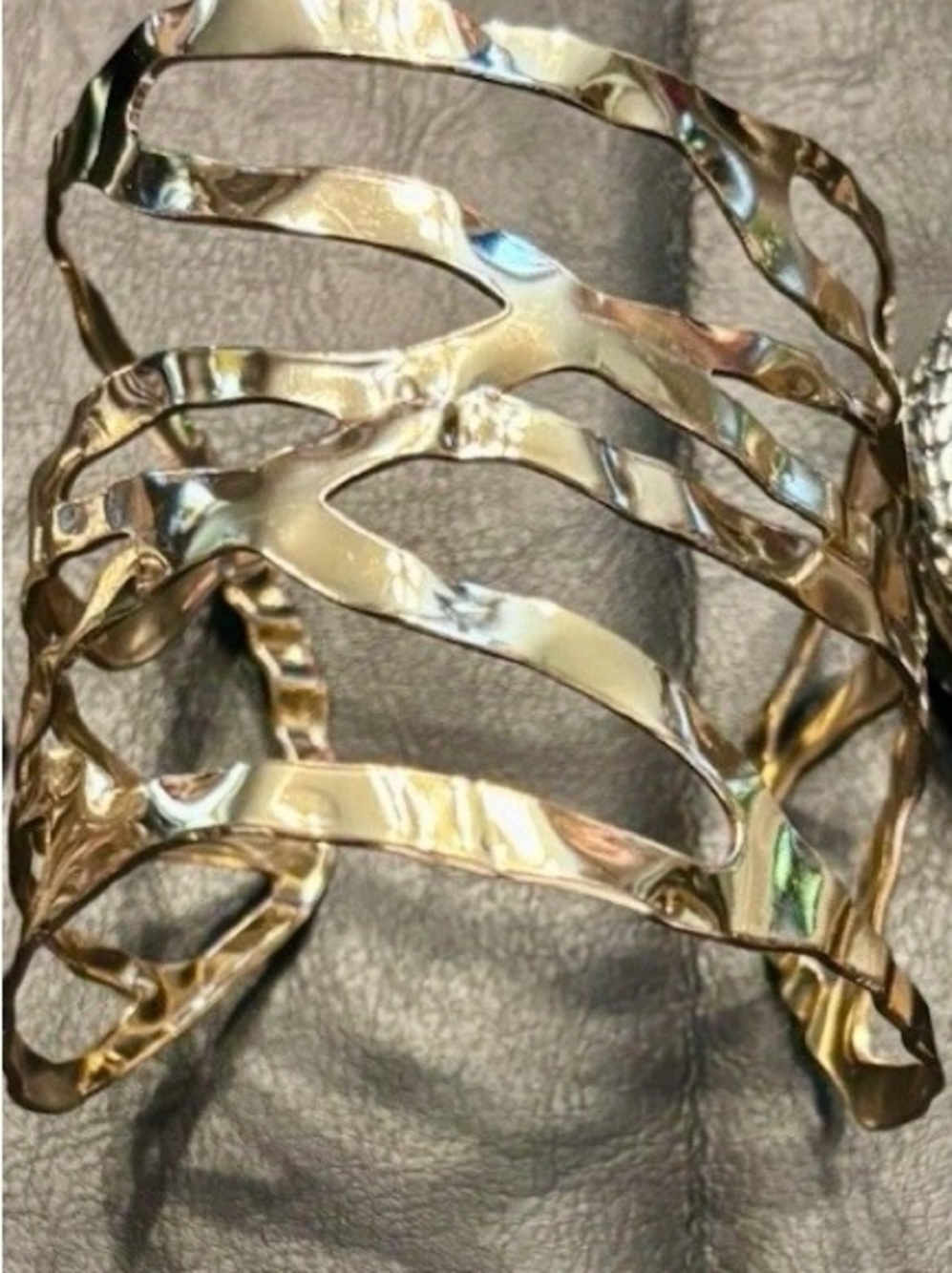 Gold‎ Cutout Wave Cuff Bracelet - Hammered Cuff Bracelet
